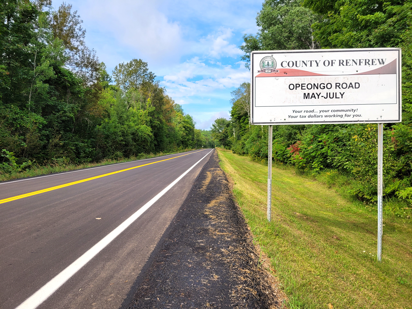 newly paved road County Road 64 Opeongo Road